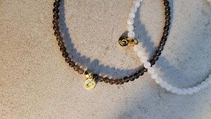 Fusskettchen aus Mondstein oder Rauchquarz