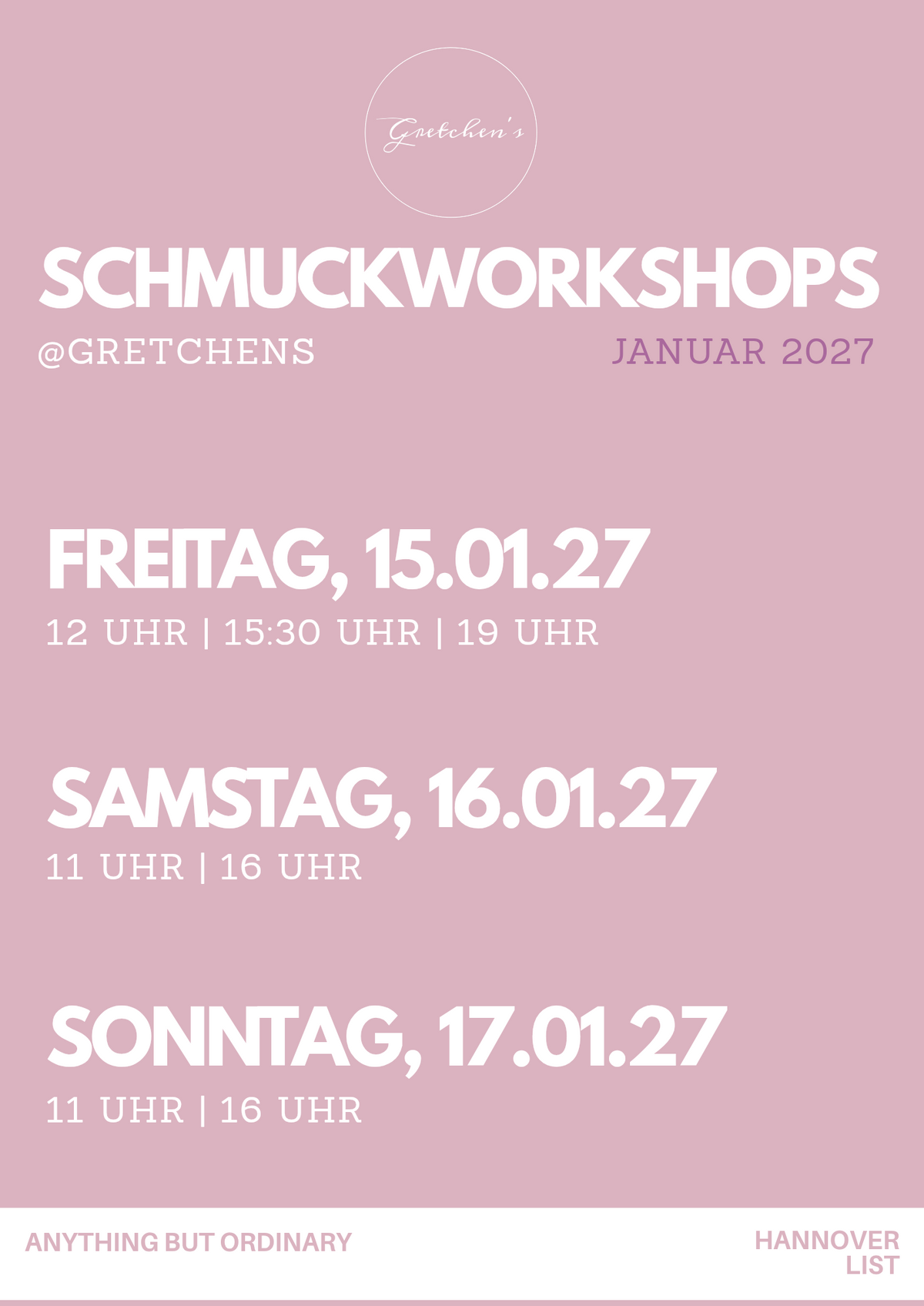 SchmuckWorkshop 15.Januar2027 12-14Uhr
