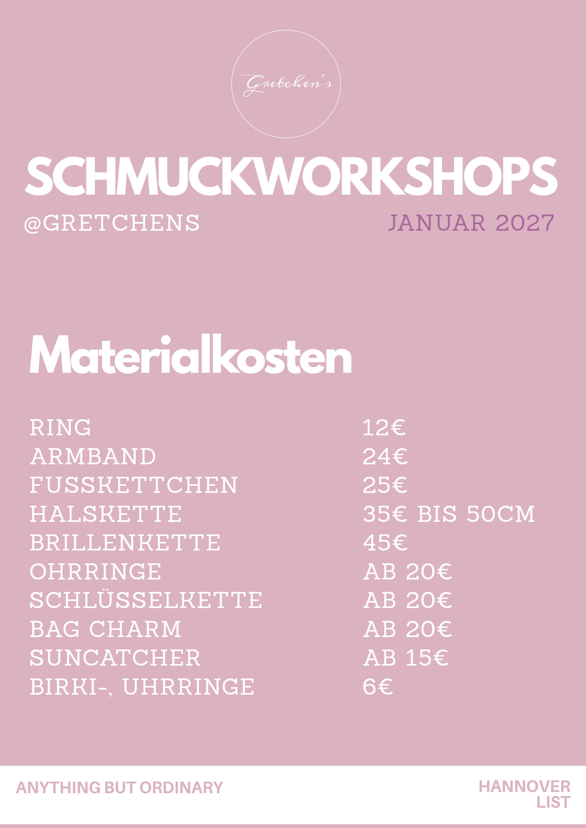 SchmuckWorkshop 15.Januar2027 12-14Uhr