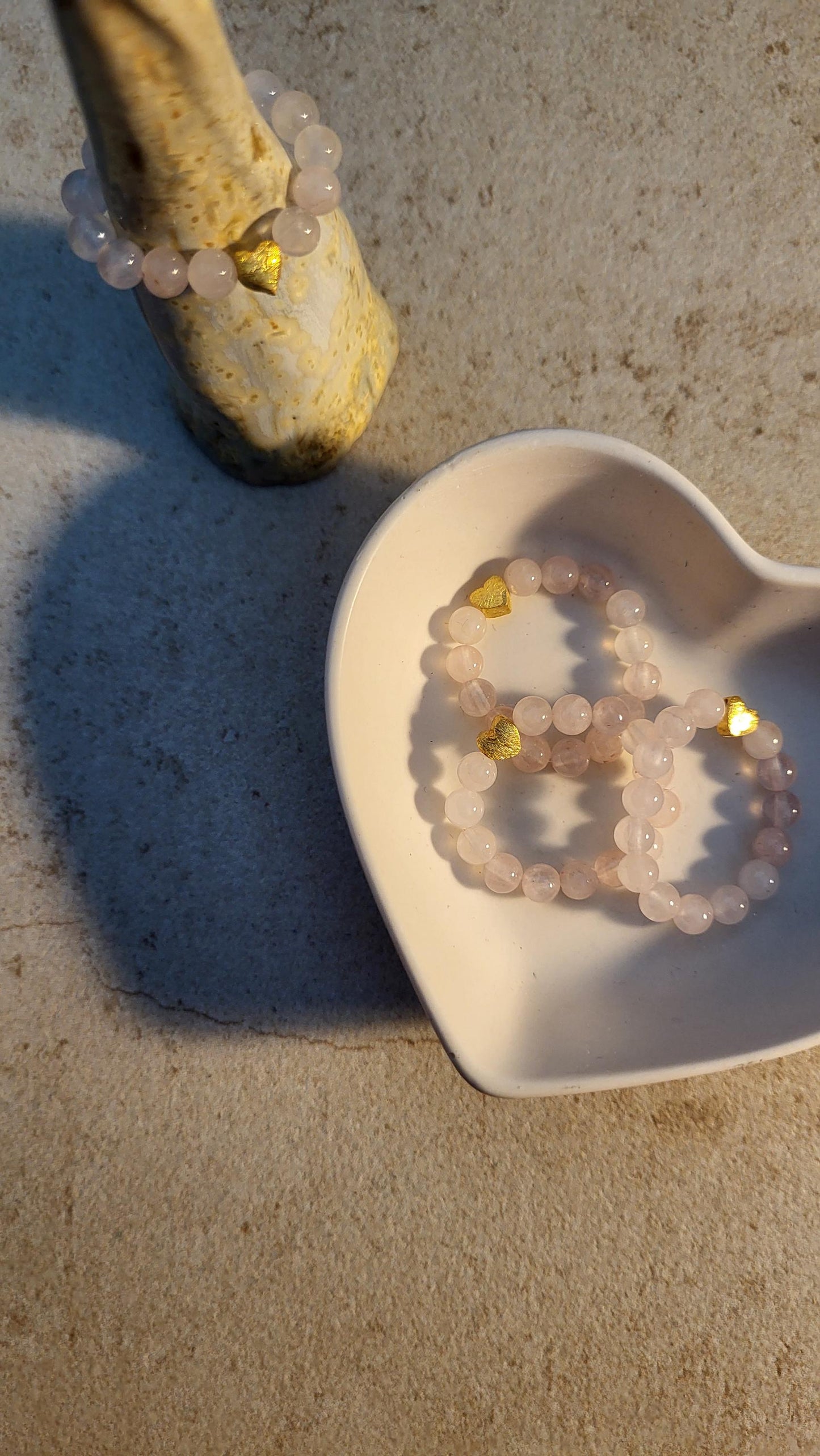 Herzringe aus Rosenquarz