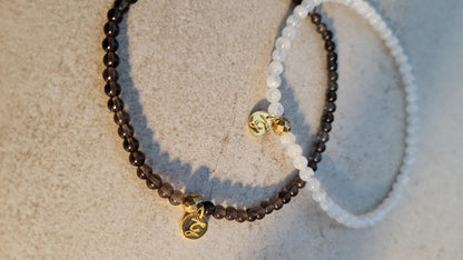 Fusskettchen aus Mondstein oder Rauchquarz