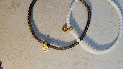 Fusskettchen aus Mondstein oder Rauchquarz