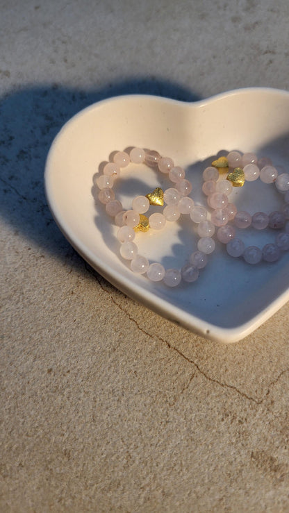 Herzringe aus Rosenquarz