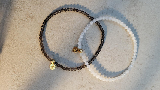 Fusskettchen aus Mondstein oder Rauchquarz