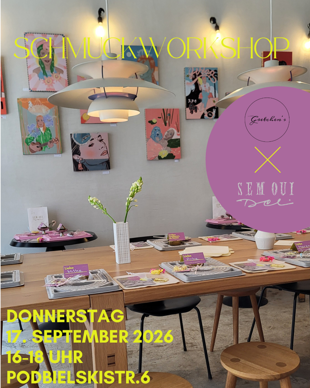 AfterWork SchmuckWorkshop im Sem Oui Deli 17.September – 16-18 Uhr