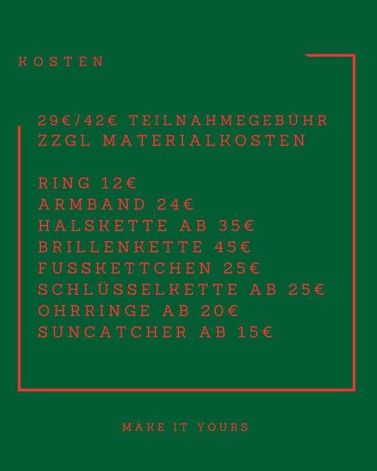 AfterWork SchmuckWorkshop 11.Dezember 26 – 12-14 Uhr